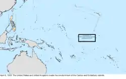 Map of the change to the United States in the Pacific Ocean on April 6, 1939