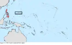 Map of the change to the United States in the Pacific Ocean on August 10, 1944