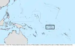 Map of the change to the United States in the Pacific Ocean on January 1, 1949