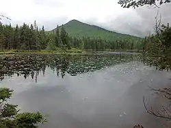 Pond with mountain in background