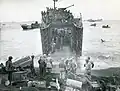 Unloading supplies on Iwo Jima beach