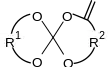 Structural formula of an unsaturated spiro orthocarbonate. This kind of monomer is used as expanding monomer.