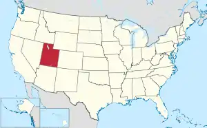 Map of the United States with Utah highlighted