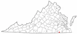 Location of Boykins, Virginia