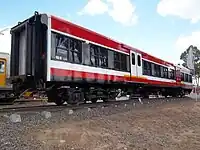 One of the line's carriages exhibited at Tecnopolis