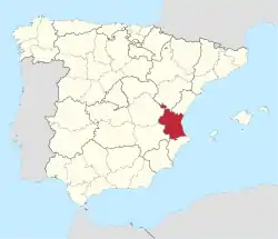 Map of Spain with Valencia highlighted