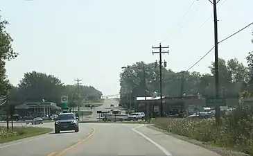 Looking east at the welcome sign on WIS 57