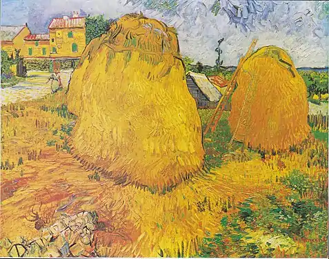 Haystacks near a Farm in Provence, June 1888, Oil on canvas, Kröller-Müller Museum, Otterlo, Netherlands (F425)