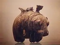 Vase in the shape of a hippopotamus. Early Predynastic, Badarian. 5th millennium BC