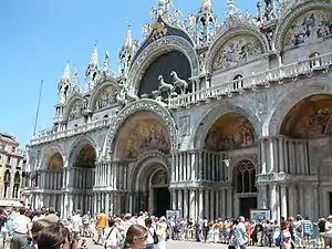 Facade of St Mark's Basilica, replicas