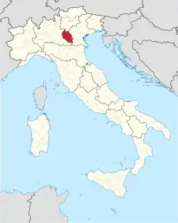 Map highlighting the location of the province of Verona in Italy