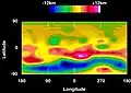 Elevation map of 4 Vesta, as determined from Hubble Space Telescope images of May 1996