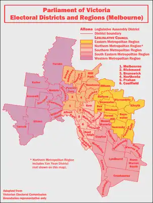         Map of greater Melbourne districts (2006–2014)