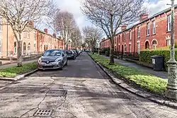 Shandon Park, Cabra. Red brick Victorian terraced houses are typical of the area.