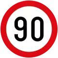 Maximum speed limit (90 km/h)