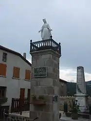 The fountain square and statue of the Virgin in Pailharès