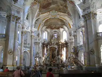 Interior of the Pilgrimage Church of Vierzehnheiligen in Bad Staffelstein, with stucco work by F. X. Freuchtmayer