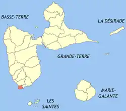 Location of the commune (in red) within Guadeloupe