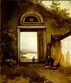 View of Praia Grande from a doorway on Penha Hill, 1834