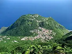 Windwardside as seen from Mount Scenery, with houses extending into The Level and Booby Hill