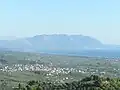 View of Zacharo from Lapithas mountain.