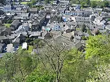 View of Settle from Castlebergh, a 300 feet (91 m) limestone crag