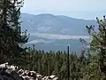 Looking 3,000 feet (910 m) down into Big Bear Valley from the summit