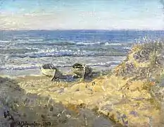 Boats in Skagen on Sonderstrand Beach (1910)