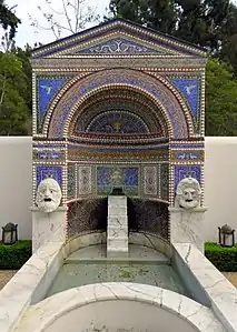 Replica of a Roman fountain in the House of the Large Fountain, Pompeii.