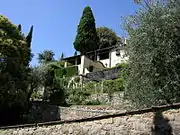 View of the villa from a lower terrace