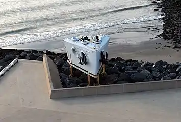 HMS Vindictive memorial in Ostend at its new location.