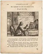 Image 9A portrait of a mapmaker looking up intently from his charts and holding a caliper, 1714. (from History of cartography)