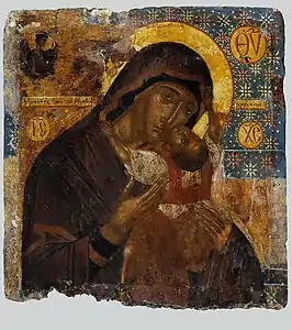 An icon of the Most Holy Theotokos "Glykophilousa"("Sweet-kissing").