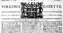 Virginia Gazette February 10, 1775.