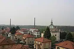 The town's company-built school, church and employee houses