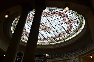 Second floor oval stained glass.