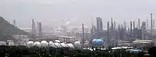 Hazy photo of chemical factory