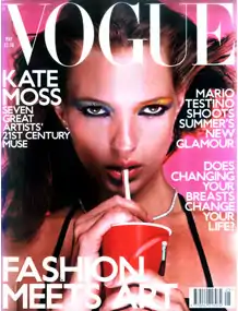 Kate Moss on the cover of the May 2000 British edition of Vogue.