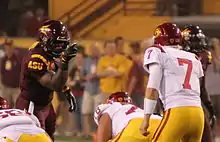 Burfict pointing at Matt Barkley prior to a play