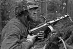 A Finnish sub-machinegunner during the Battle of Vuosalmi in Karelian Isthmus