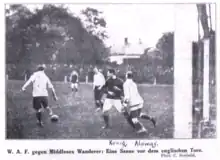 Middlesex Wanderers defending their goal from WAF, Vienna, 1912