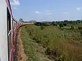 Interurban passenger train on the move in Cameroon (Douala-Yaounde-Ngaoundere)