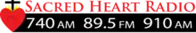 Sacred Heart Radio logo, 740 AM, 89.5 FM, 910 AM.