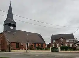 The town hall and church in Fouilloy