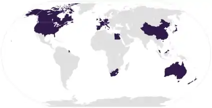 Map of the participating nations