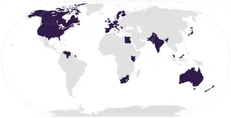 Map of the participating nations