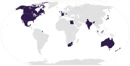 Map of the participating nations