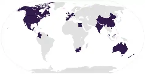 Map of the participating nations