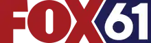 The Fox network logo in a cardinal red color. In a blue box that notches into the side of the X is a white 61 in a sans serif.