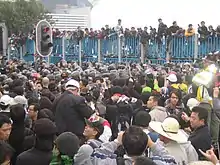 Protestors clashing with Hong Kong police